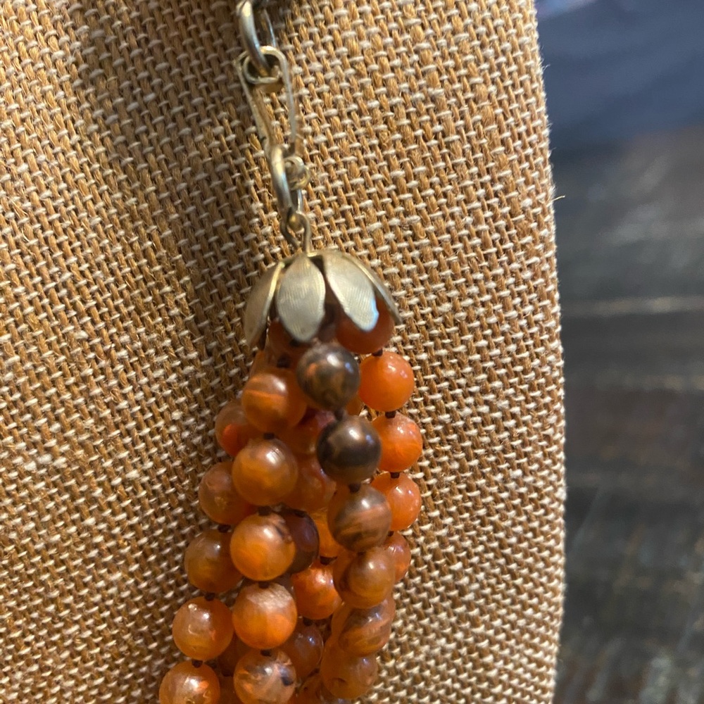 Vintage Carnelian Agate beaded Multi Strand Necklace - Picture 8 of 11